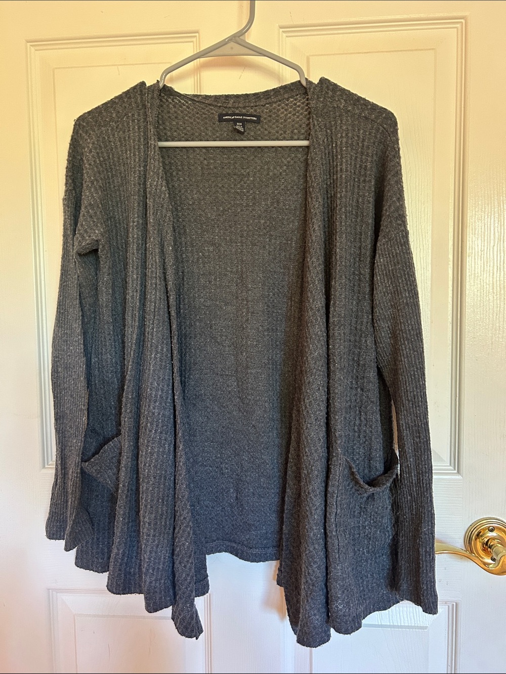 American Eagle Outfitters Charcoal Open-Front Womenβs Cardigan